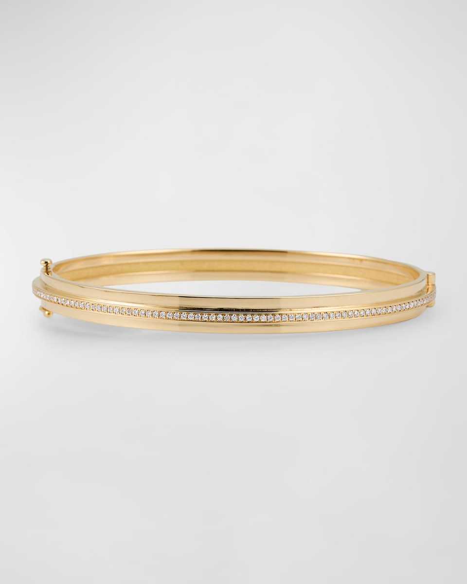 3-Tier Staircase Diamond Pave 18K Gold Bangle